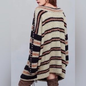 Free People Sid Striped Wool Alpaca Grommet Sleeve Sweater Size Small